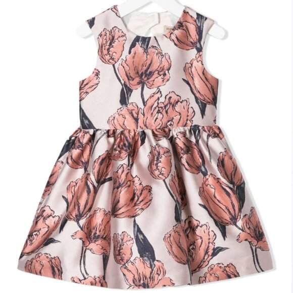NWT HUCKLEBONES LONDON Pink Brocade Tulip Dress